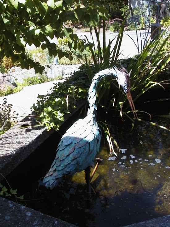 Copper Sculpture Heron Scare 'Em